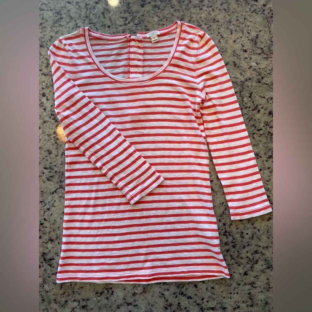 Women’s J crew zippered back three-quarter sleeve, cotton painters tee SZxs